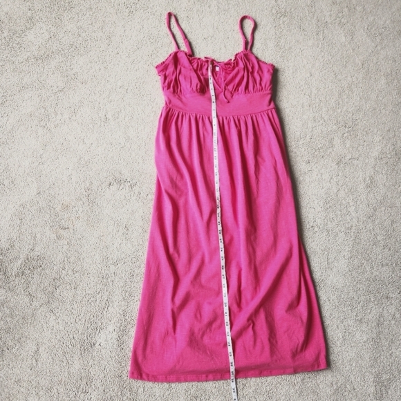 Pink Milkmaid Spaghetti Strap Tank Midi Dress Cotton Cottagecore Size Medium - Picture 9 of 11